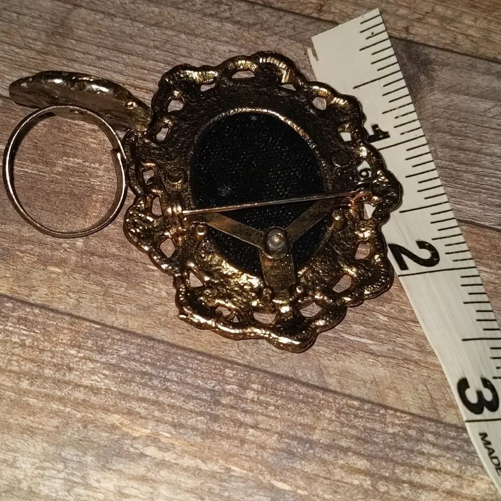 Vintage‎ needle point brooch and matching ring